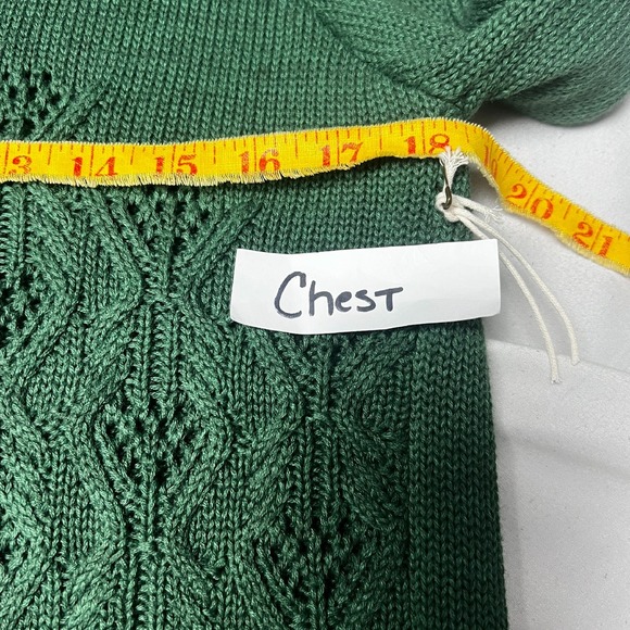 Another Love Knit Krista Pointelle Puff SL Sweater Clover Pullover Green Size M - Picture 6 of 10